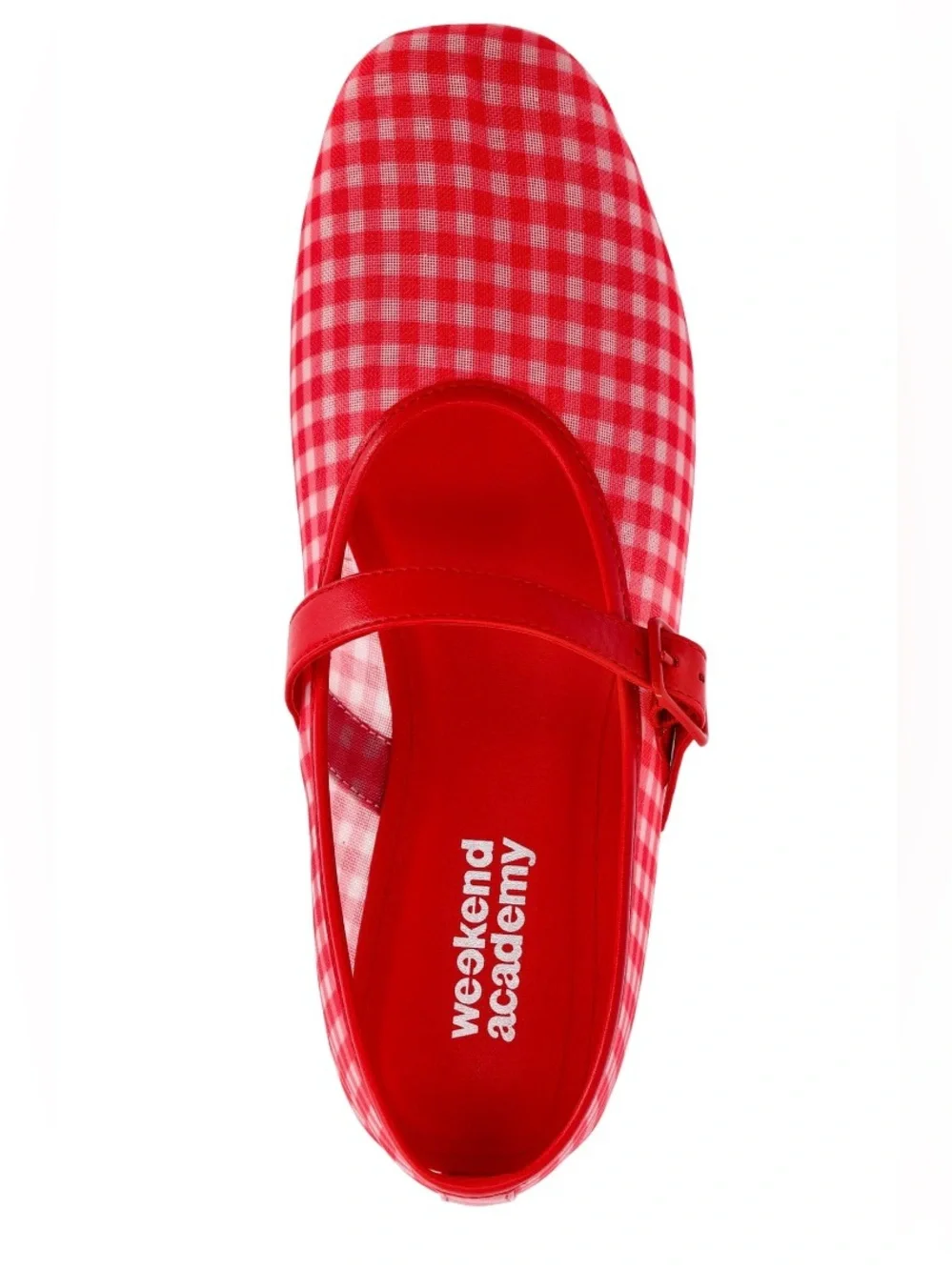 NWT Weekend Academy Red Gingham Mary Jane Ballet Shoes